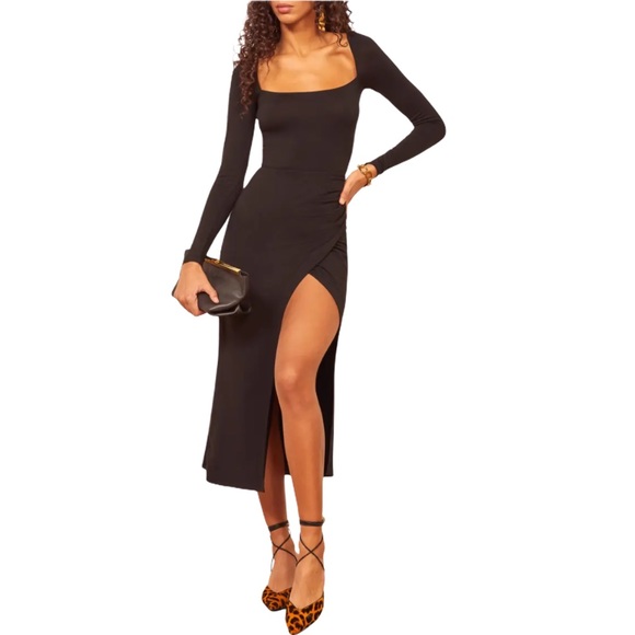 Reformation Dresses & Skirts - Reformation Dottie Long Sleeve Midi Dress Black